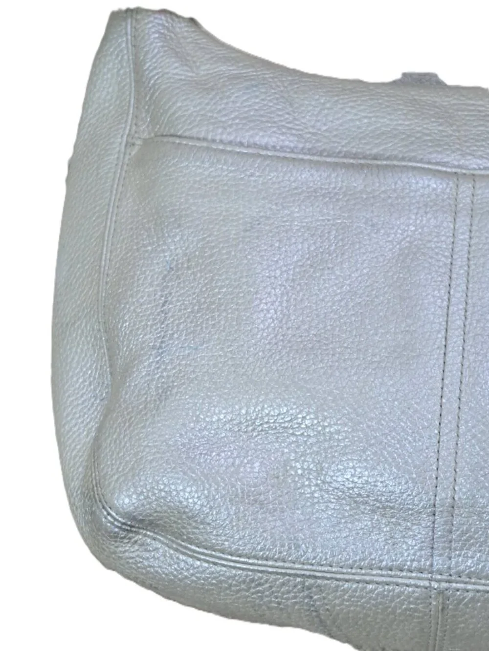 Brighton Women's Cream Pearl Pebbled Leather Hobo Bag Braided Shoulder Strap